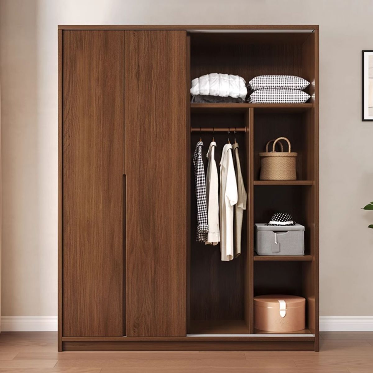 Almari Baju Pintu Geser Kayu Jati