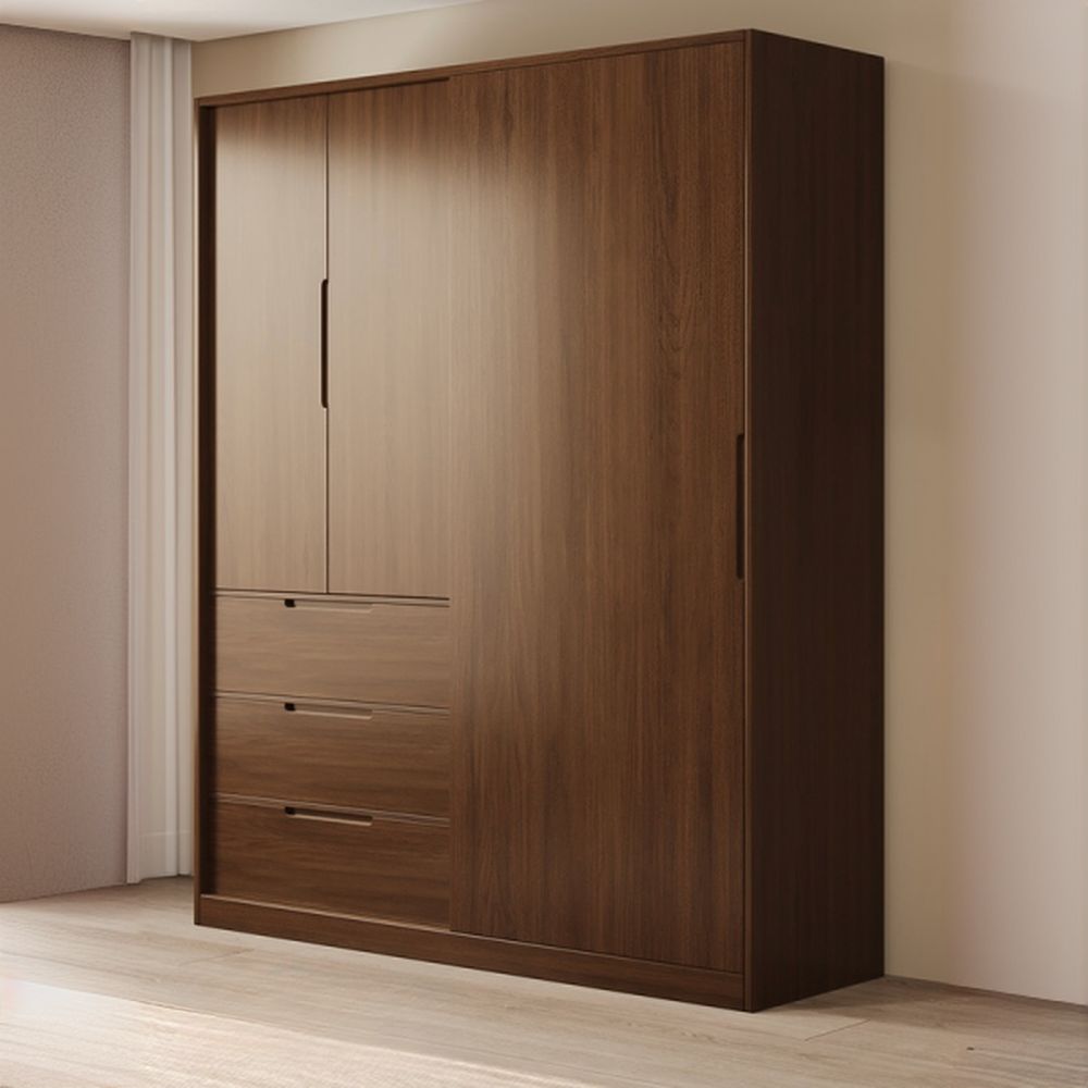 Lemari Pakaian Jati Minimalis Modern Pintu Geser – Elegan & Tahan Lama