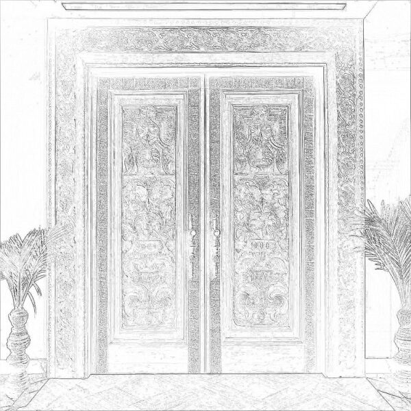 Pintu Kupu Tarung Ukir Jati